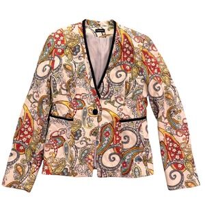 J. Peterman Paisley‎ Print Blazer Jacket Women Multicolor Single Button